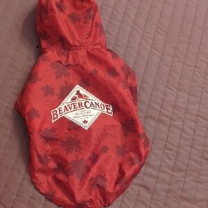 Beaver Canoe Red Maple-Print Dog Raincoat with Hood